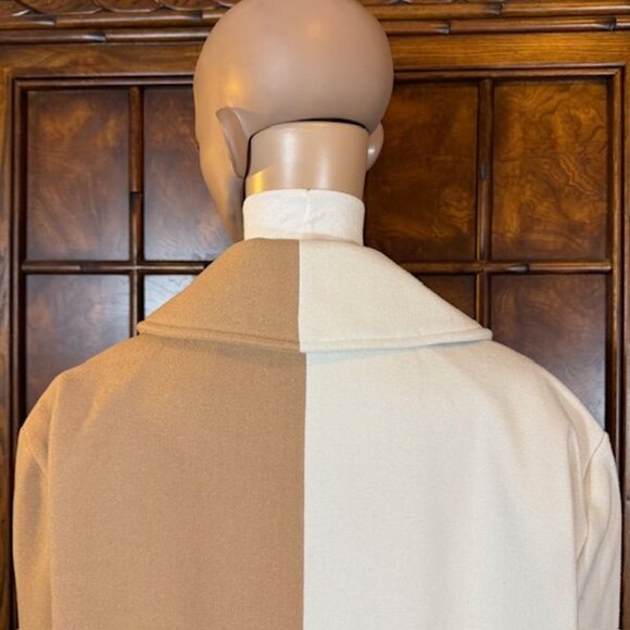 Steve Madden Camel Ivory Colorblock Two Button Maxi Coat - Picture 12 of 13